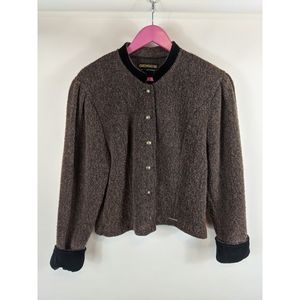 Vintage Geiger Brown Wool Marled Jacket Velvet Trim
